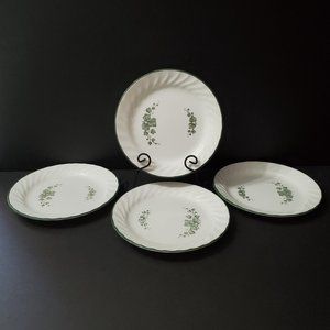 Corelle Callaway Salad Dessert Bread Plates 7.25" White Swirl Green Ivy